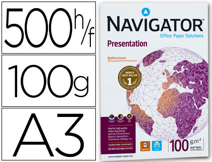 500h papel fotocopiadora Navigator Presentation A3 100g/m²
